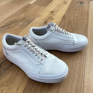 Unisex Vans Old Skool Platform White Leather Sneakers
